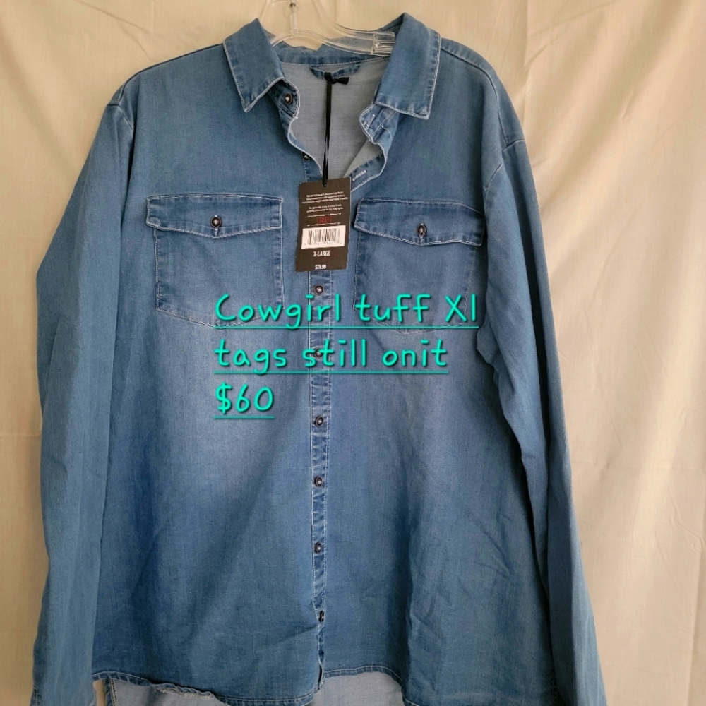 Cowgirl tuff denim long sleeve rodeo shirt